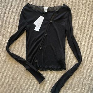 NWT Topshop sheer long sleeve asymmetrical top XS Tall